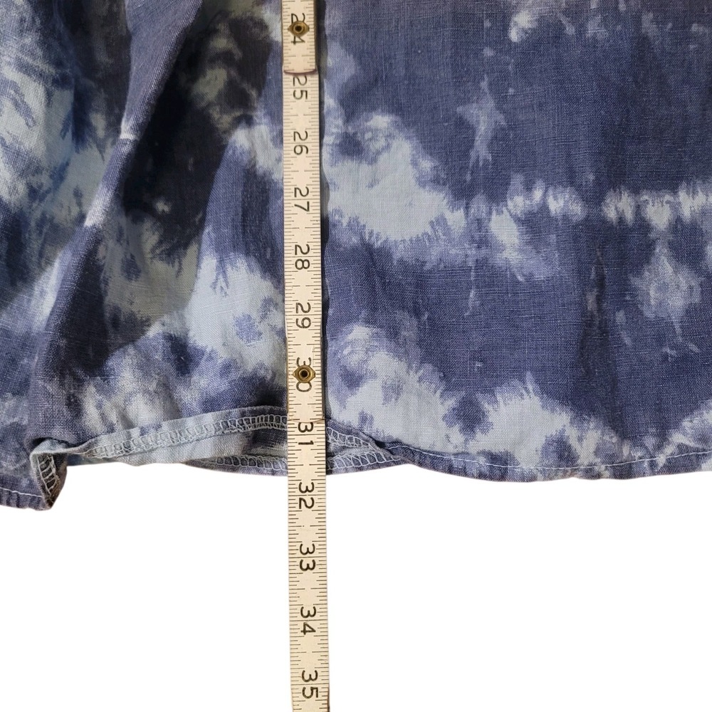 Bellambra Italy 100% Linen Tie Dye Midi Halter Dress Blue Sm Beachy Lightweight - Picture 6 of 8